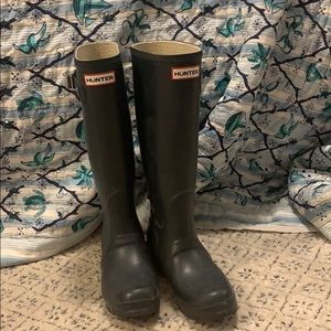 Navy Hunter Boot Matte Sz 37 Excellent Used